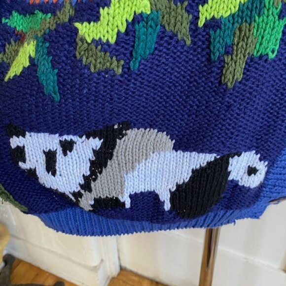 Vintage 80s Hand Knit Animal Cardigan Sweater by 20 Ans by Mariea Kim Size Large - Picture 8 of 10